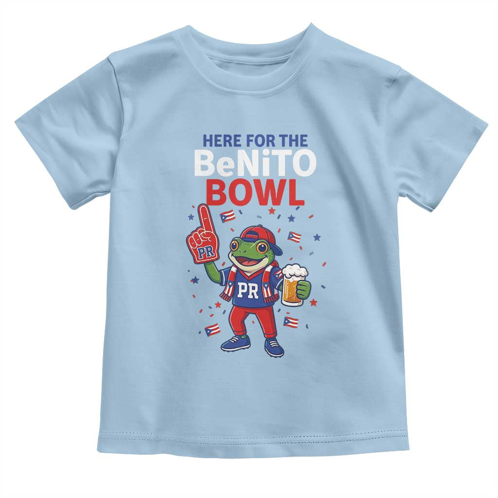 Funny Benito Bowl Puerto Rican Football Toddler T Shirt Coquí Frog Music Fan with Beer and Foam Finger TS02 Light Blue Print Your Wear