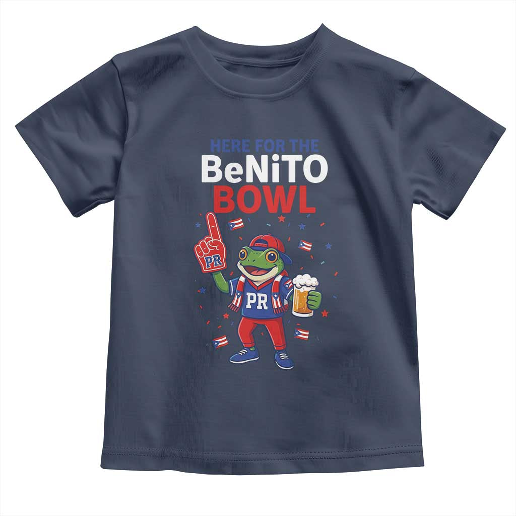 Funny Benito Bowl Puerto Rican Football Toddler T Shirt Coquí Frog Music Fan with Beer and Foam Finger TS02 Navy Print Your Wear