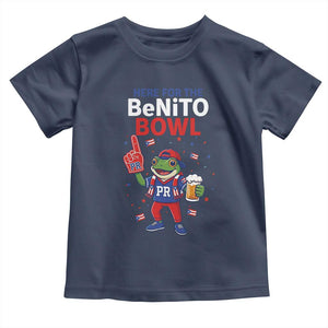 Funny Benito Bowl Puerto Rican Football Toddler T Shirt Coquí Frog Music Fan with Beer and Foam Finger TS02 Navy Print Your Wear