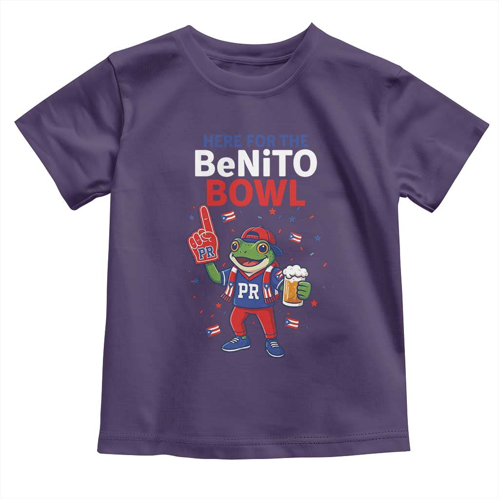 Funny Benito Bowl Puerto Rican Football Toddler T Shirt Coquí Frog Music Fan with Beer and Foam Finger TS02 Purple Print Your Wear