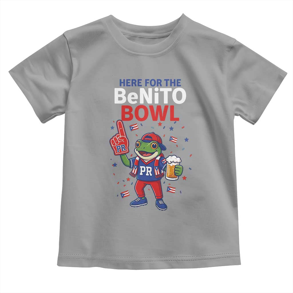 Funny Benito Bowl Puerto Rican Football Toddler T Shirt Coquí Frog Music Fan with Beer and Foam Finger TS02 Sport Gray Print Your Wear