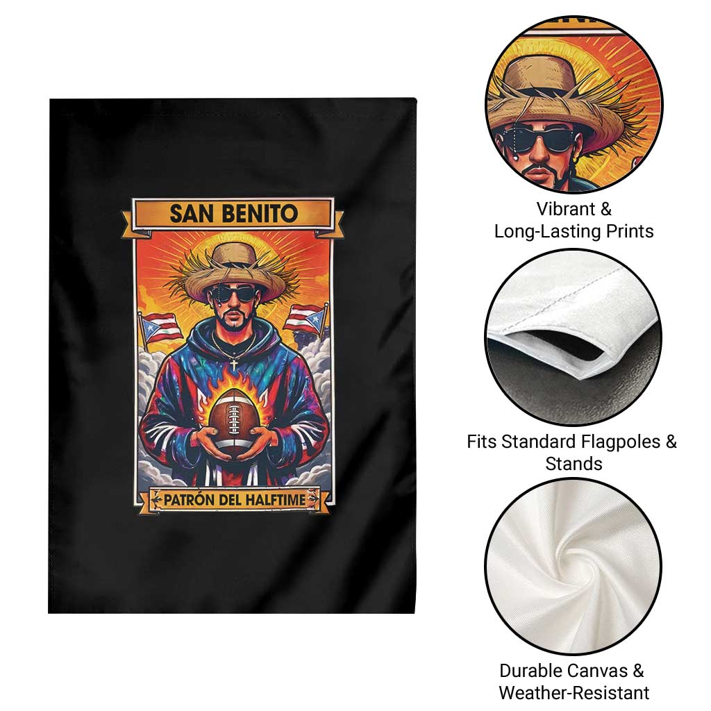 Funny San Benito Patron del Halftime Garden Flag Bowl 2026 Puerto Rican Football Music Fan TS02 Print Your Wear