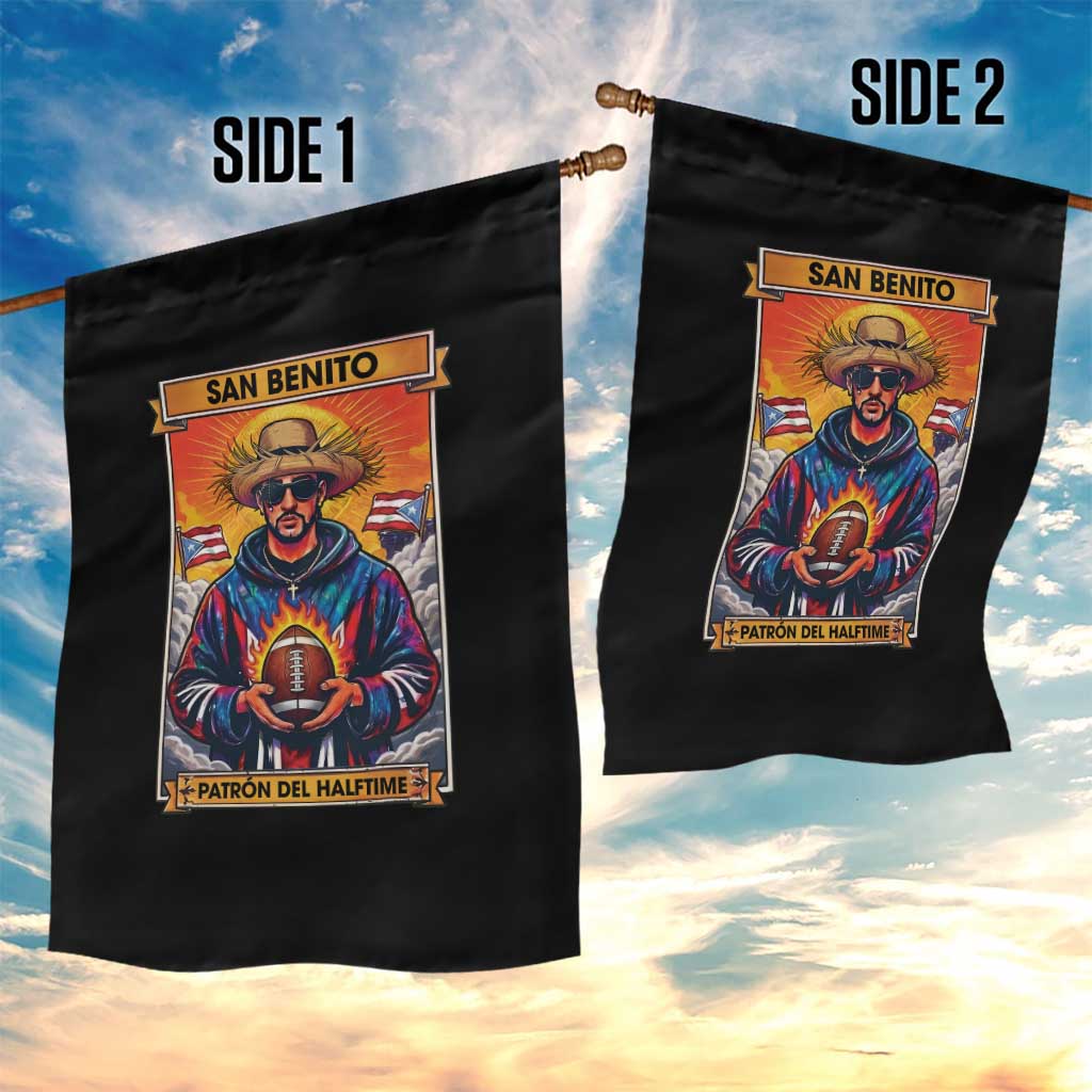 Funny San Benito Patron del Halftime Garden Flag Bowl 2026 Puerto Rican Football Music Fan TS02 Print Your Wear