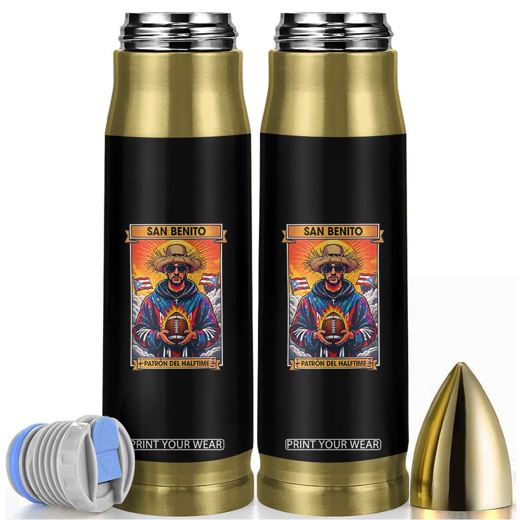 Funny San Benito Patron del Halftime Bullet Tumbler Bowl 2026 Puerto Rican Football Music Fan TS02 Black Print Your Wear