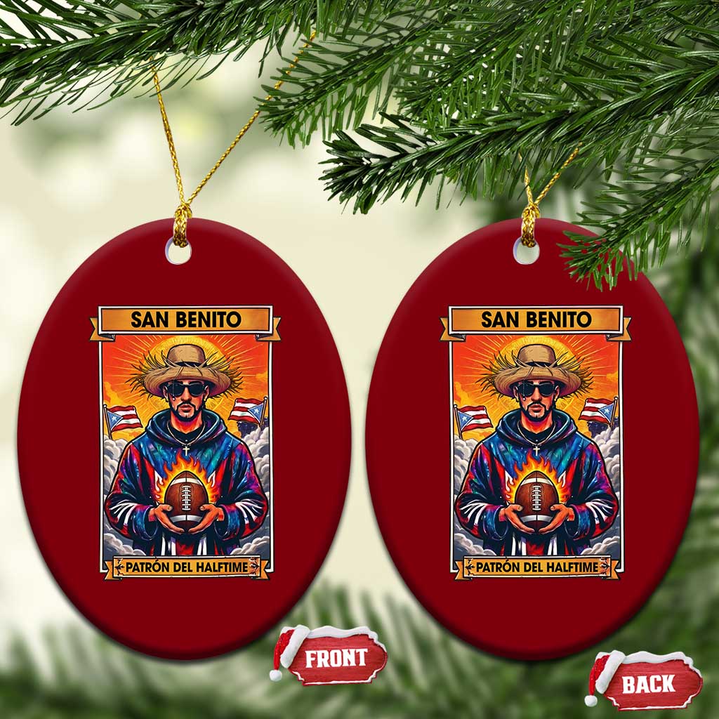 Funny San Benito Patron del Halftime Ceramic Ornament Bowl 2026 Puerto Rican Football Music Fan TS02 Print Your Wear