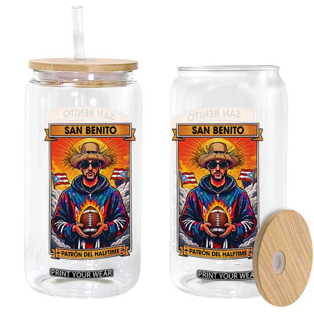 Funny San Benito Patron del Halftime Glass Can Bowl 2026 Puerto Rican Football Music Fan TS02 Print Your Wear