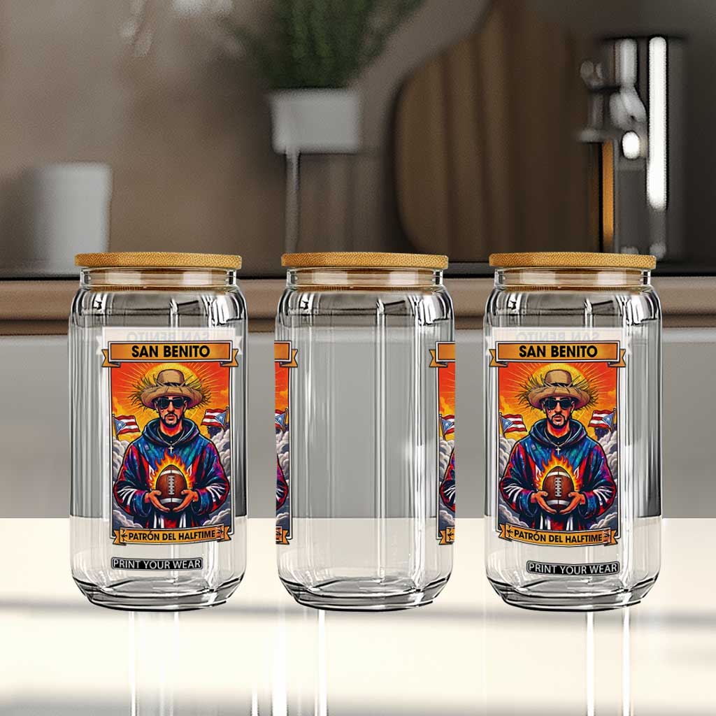 Funny San Benito Patron del Halftime Glass Can Bowl 2026 Puerto Rican Football Music Fan TS02 Print Your Wear