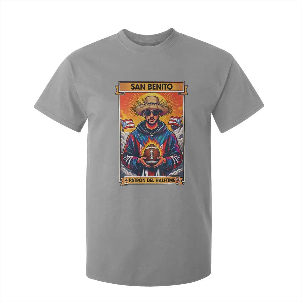 Funny San Benito Patron del Halftime T Shirt For Kid Bowl 2026 Puerto Rican Football Music Fan TS02 Sport Gray Print Your Wear