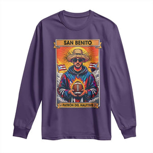 Funny San Benito Patron del Halftime Long Sleeve Shirt Bowl 2026 Puerto Rican Football Music Fan TS02 Purple Print Your Wear