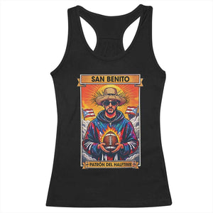 Funny San Benito Patron del Halftime Racerback Tank Top Bowl 2026 Puerto Rican Football Music Fan TS02 Black Print Your Wear