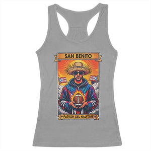 Funny San Benito Patron del Halftime Racerback Tank Top Bowl 2026 Puerto Rican Football Music Fan TS02 Sport Gray Print Your Wear