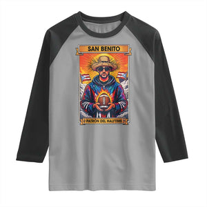 Funny San Benito Patron del Halftime Raglan Shirt Bowl 2026 Puerto Rican Football Music Fan TS02 Sport Gray Black Print Your Wear