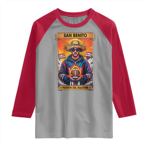 Funny San Benito Patron del Halftime Raglan Shirt Bowl 2026 Puerto Rican Football Music Fan TS02 Sport Gray Red Print Your Wear