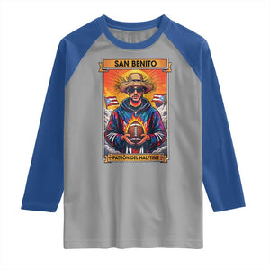 Funny San Benito Patron del Halftime Raglan Shirt Bowl 2026 Puerto Rican Football Music Fan TS02 Sport Gray Royal Print Your Wear