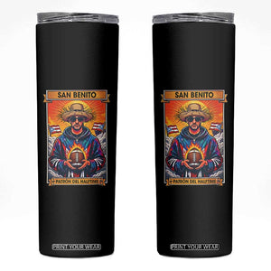 Funny San Benito Patron del Halftime Skinny Tumbler Bowl 2026 Puerto Rican Football Music Fan TS02 Black Print Your Wear
