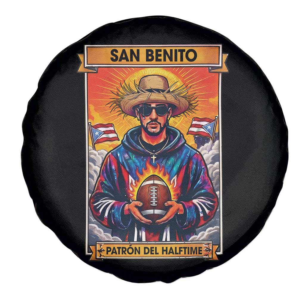 Funny San Benito Patron del Halftime Spare Tire Cover Bowl 2026 Puerto Rican Football Music Fan TS02 Print Your Wear