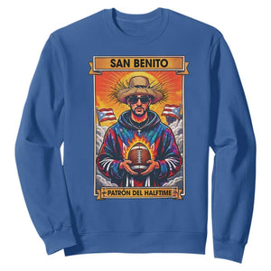 Funny San Benito Patron del Halftime Sweatshirt Bowl 2026 Puerto Rican Football Music Fan TS02 Royal Blue Print Your Wear