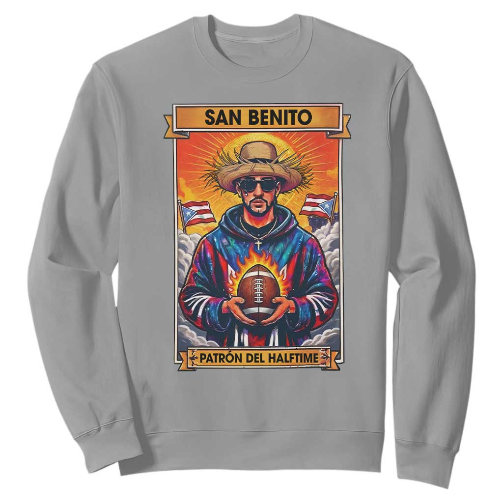Funny San Benito Patron del Halftime Sweatshirt Bowl 2026 Puerto Rican Football Music Fan TS02 Sport Gray Print Your Wear