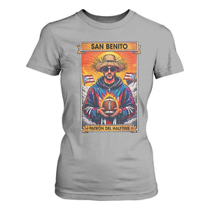 Funny San Benito Patron del Halftime T Shirt For Women Bowl 2026 Puerto Rican Football Music Fan TS02 Sport Gray Print Your Wear