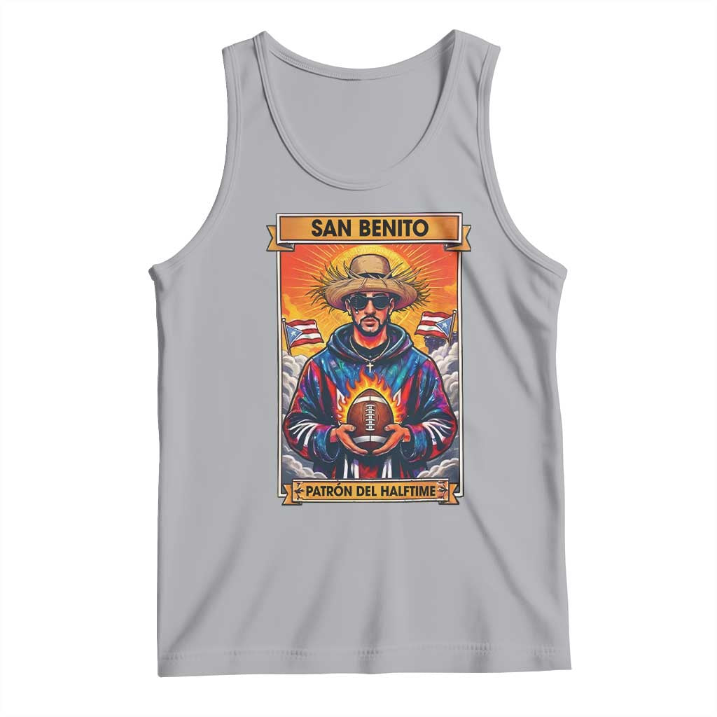 Funny San Benito Patron del Halftime Tank Top Bowl 2026 Puerto Rican Football Music Fan TS02 Athletic Heather Print Your Wear