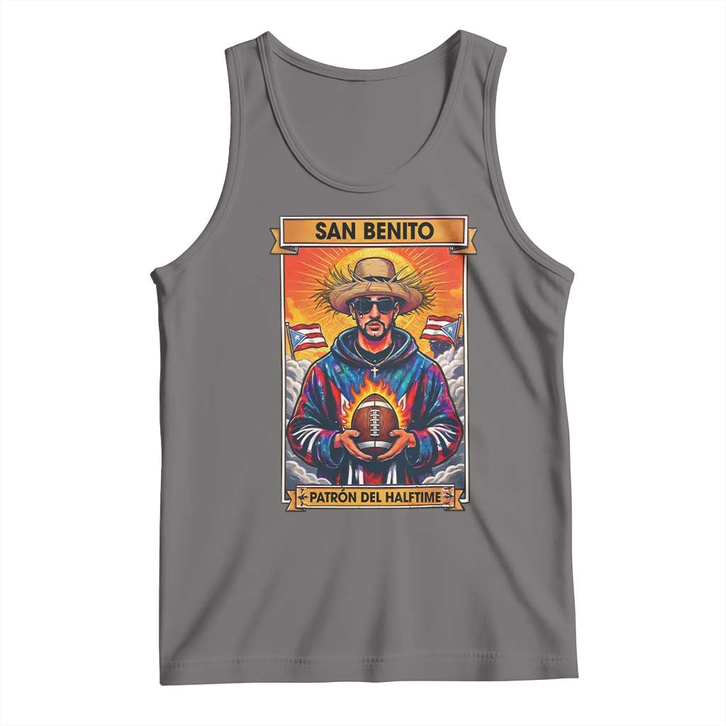 Funny San Benito Patron del Halftime Tank Top Bowl 2026 Puerto Rican Football Music Fan TS02 Deep Heather Print Your Wear