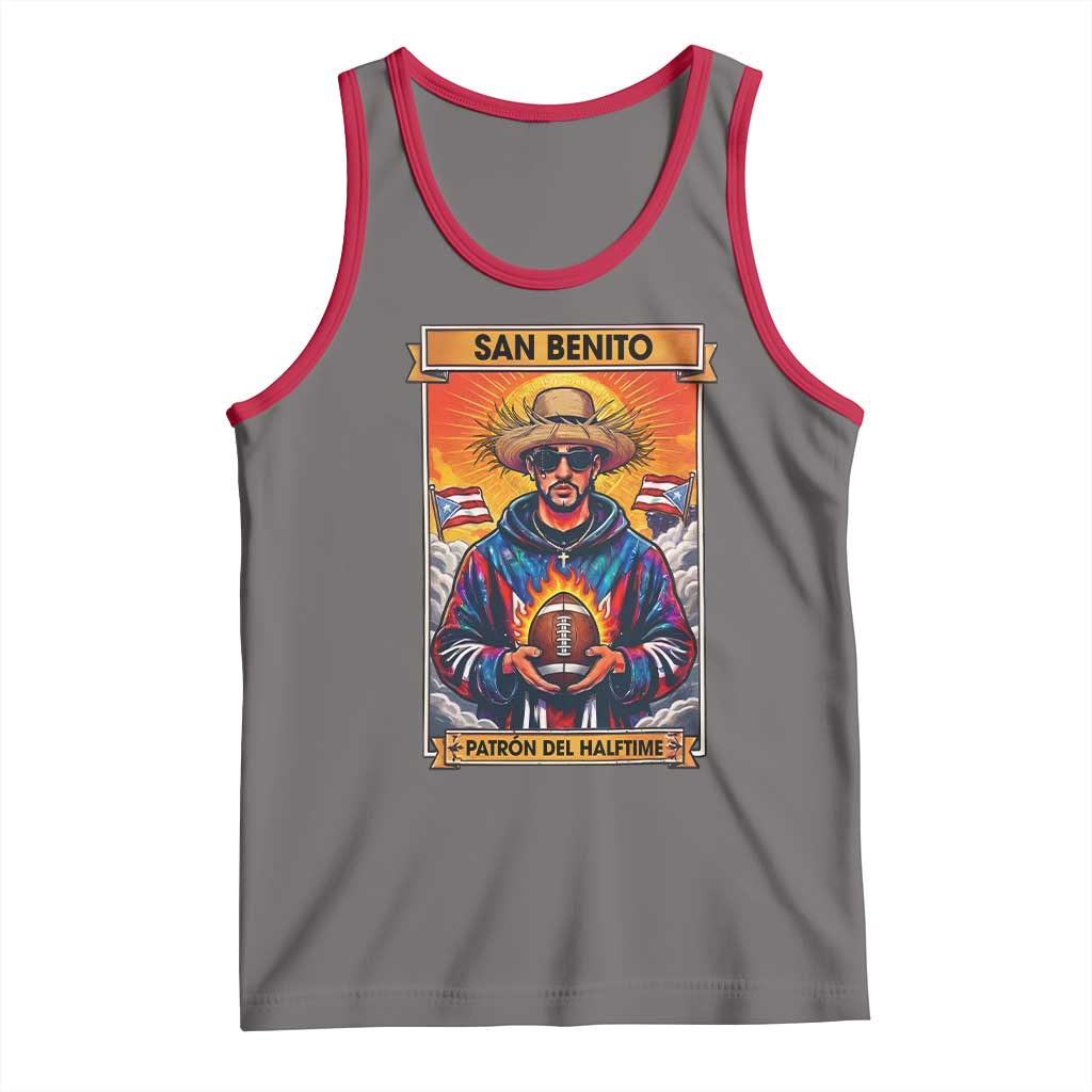 Funny San Benito Patron del Halftime Tank Top Bowl 2026 Puerto Rican Football Music Fan TS02 Deep Heather Red Print Your Wear