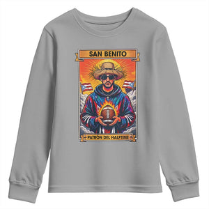 Funny San Benito Patron del Halftime Youth Sweatshirt Bowl 2026 Puerto Rican Football Music Fan TS02 Sport Gray Print Your Wear