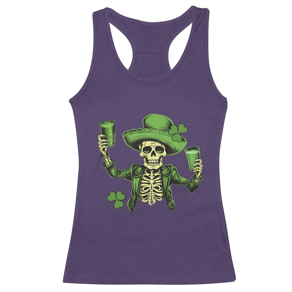 Funny St Patricks Day Drinking Skeleton Racerback Tank Top for Beer Lover Alcoholic TS02 Purple Print Your Wear