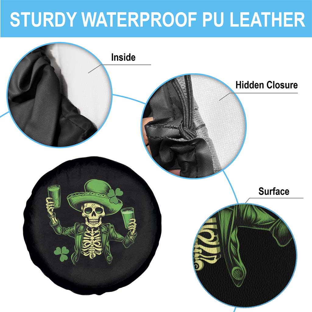 Funny St. Patricks Day Drinking Skeleton Spare Tire Cover for Beer Lover Alcoholic TS02 Print Your Wear