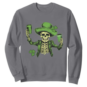 Funny St. Patricks Day Drinking Skeleton Sweatshirt for Beer Lover Alcoholic TS02 Charcoal Printyourwear