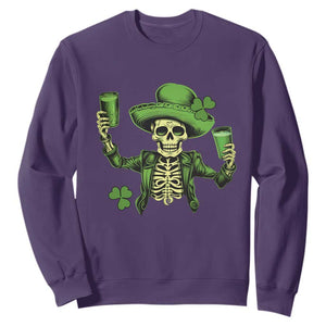 Funny St. Patricks Day Drinking Skeleton Sweatshirt for Beer Lover Alcoholic TS02 Purple Printyourwear