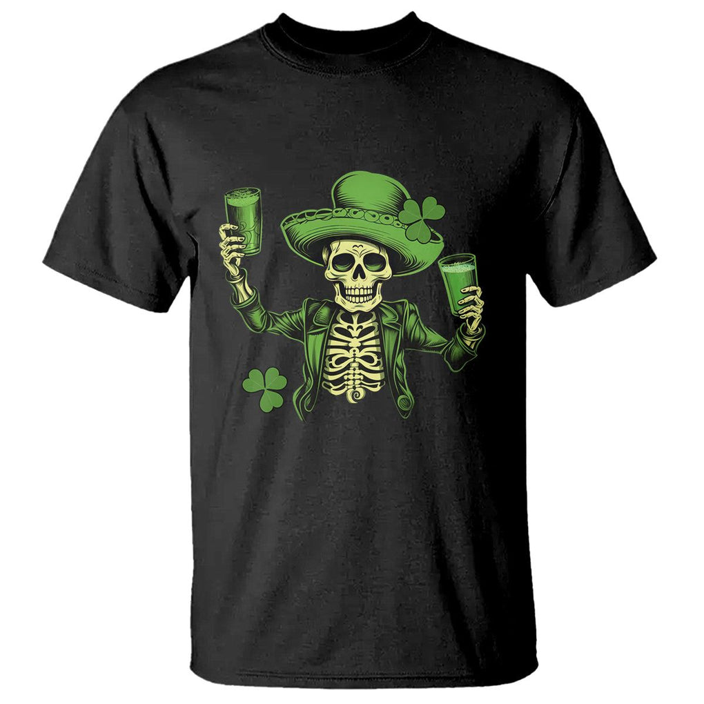 Funny St. Patricks Day Drinking Skeleton T Shirt for Beer Lover Alcoholic TS02 Black Printyourwear