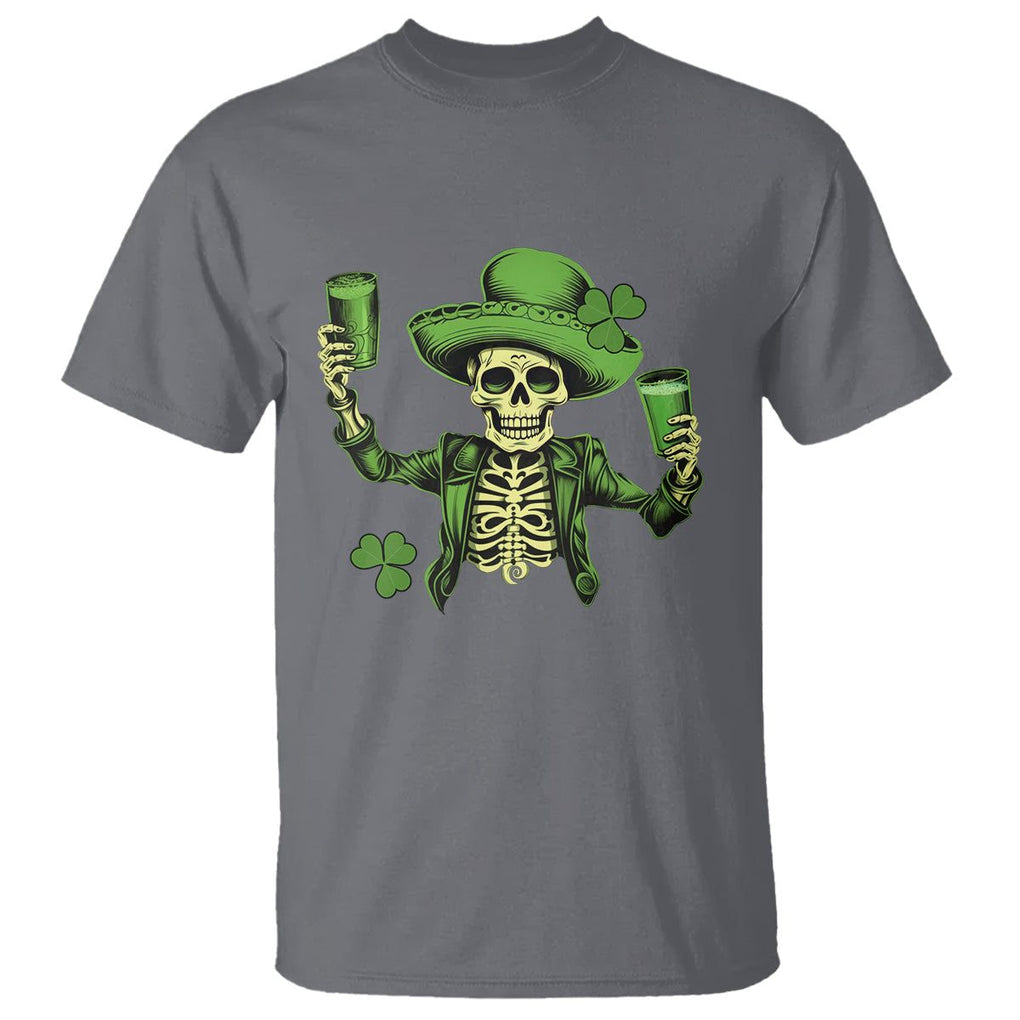 Funny St. Patricks Day Drinking Skeleton T Shirt for Beer Lover Alcoholic TS02 Charcoal Printyourwear
