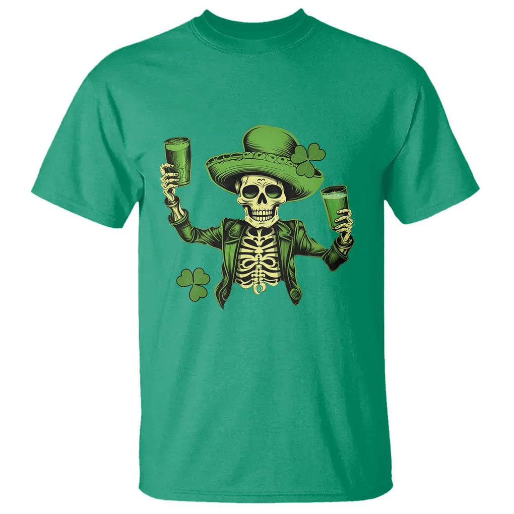 Funny St. Patricks Day Drinking Skeleton T Shirt for Beer Lover Alcoholic TS02 Irish Green Printyourwear
