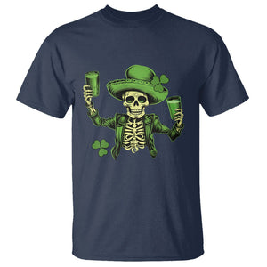 Funny St. Patricks Day Drinking Skeleton T Shirt for Beer Lover Alcoholic TS02 Navy Printyourwear