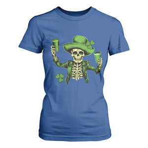Funny St Patricks Day Drinking Skeleton T Shirt For Women for Beer Lover Alcoholic TS02 Royal Blue Print Your Wear