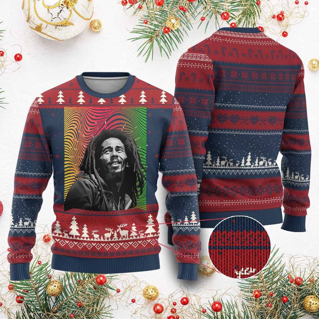 Legend Bob Ugly Christmas Sweater One Love The Reggae Vintage Graphic TS02 Burgundy Print Your Wear