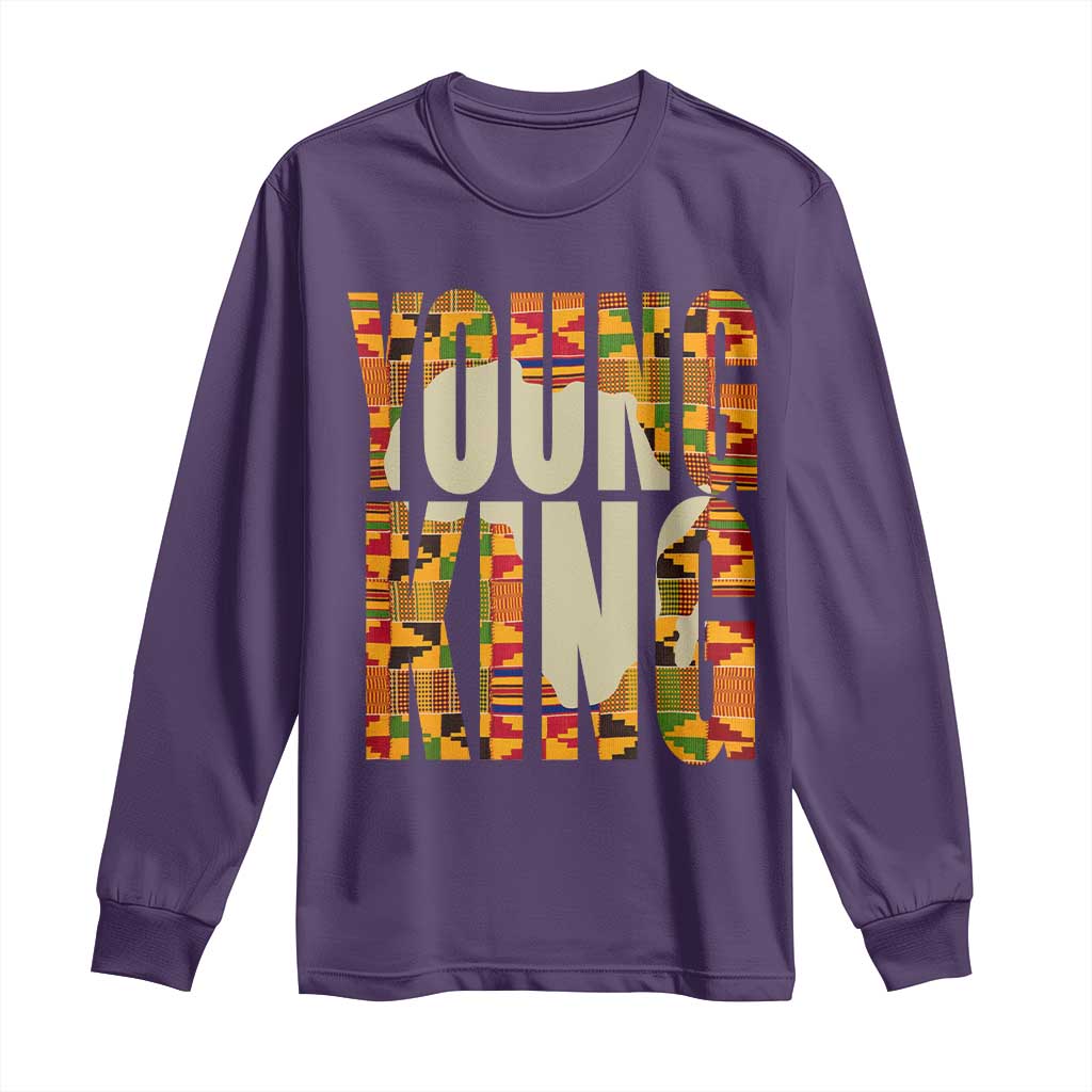 African Kente Young King Long Sleeve Shirt TS02 Purple Print Your Wear