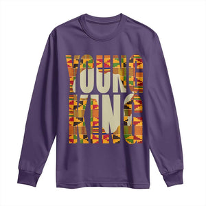 African Kente Young King Long Sleeve Shirt TS02 Purple Print Your Wear