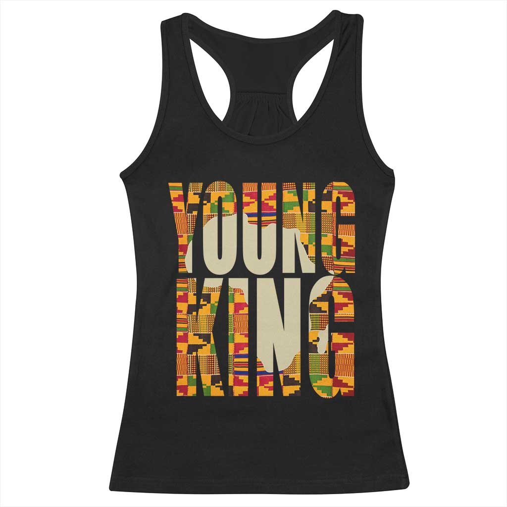 African Kente Young King Racerback Tank Top TS02 Black Print Your Wear