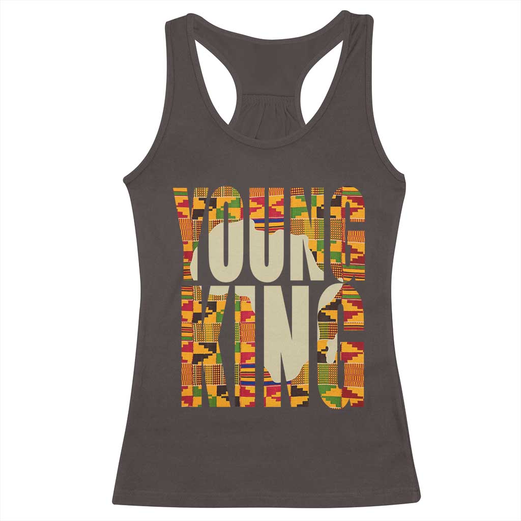 African Kente Young King Racerback Tank Top TS02 Dark Chocolate Print Your Wear