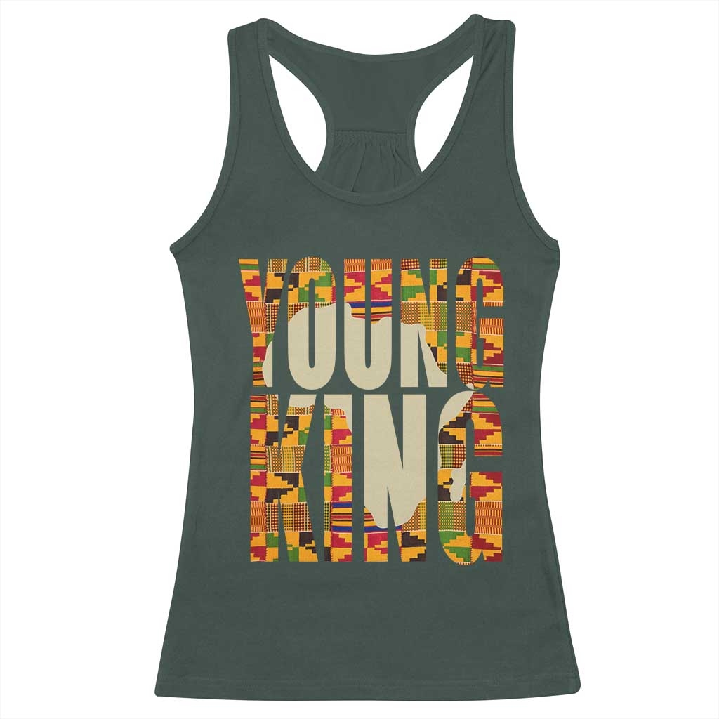 African Kente Young King Racerback Tank Top TS02 Dark Forest Green Print Your Wear