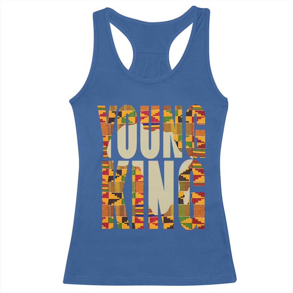 African Kente Young King Racerback Tank Top TS02 Royal Blue Print Your Wear