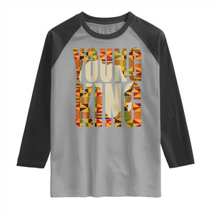 African Kente Young King Raglan Shirt TS02 Sport Gray Black Print Your Wear