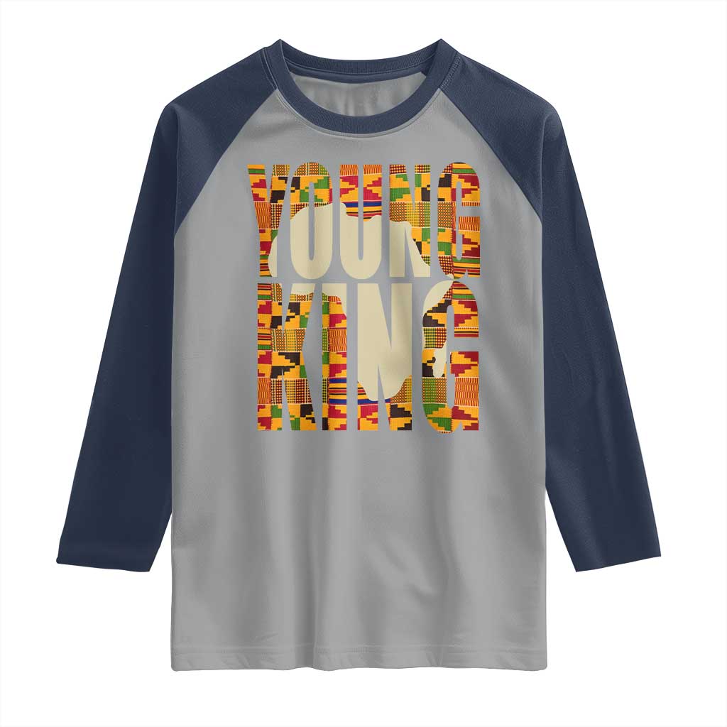 African Kente Young King Raglan Shirt TS02 Sport Gray Navy Print Your Wear