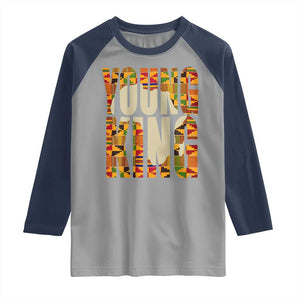 African Kente Young King Raglan Shirt TS02 Sport Gray Navy Print Your Wear