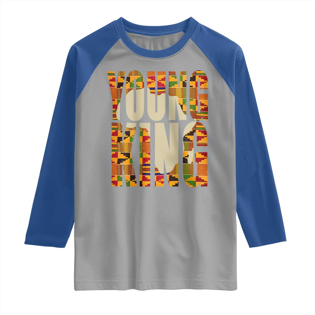 African Kente Young King Raglan Shirt TS02 Sport Gray Royal Print Your Wear