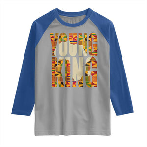 African Kente Young King Raglan Shirt TS02 Sport Gray Royal Print Your Wear