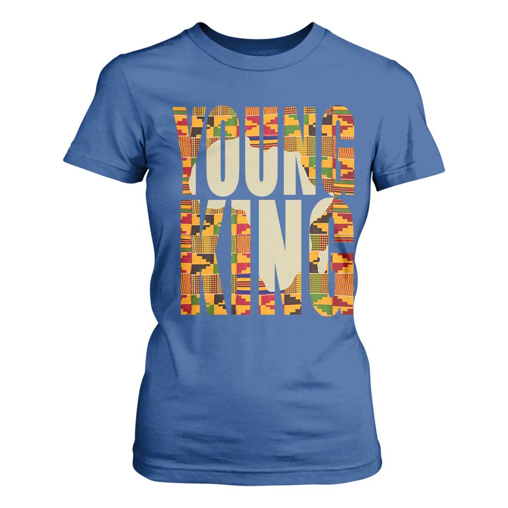 African Kente Young King T Shirt For Women TS02 Royal Blue Print Your Wear