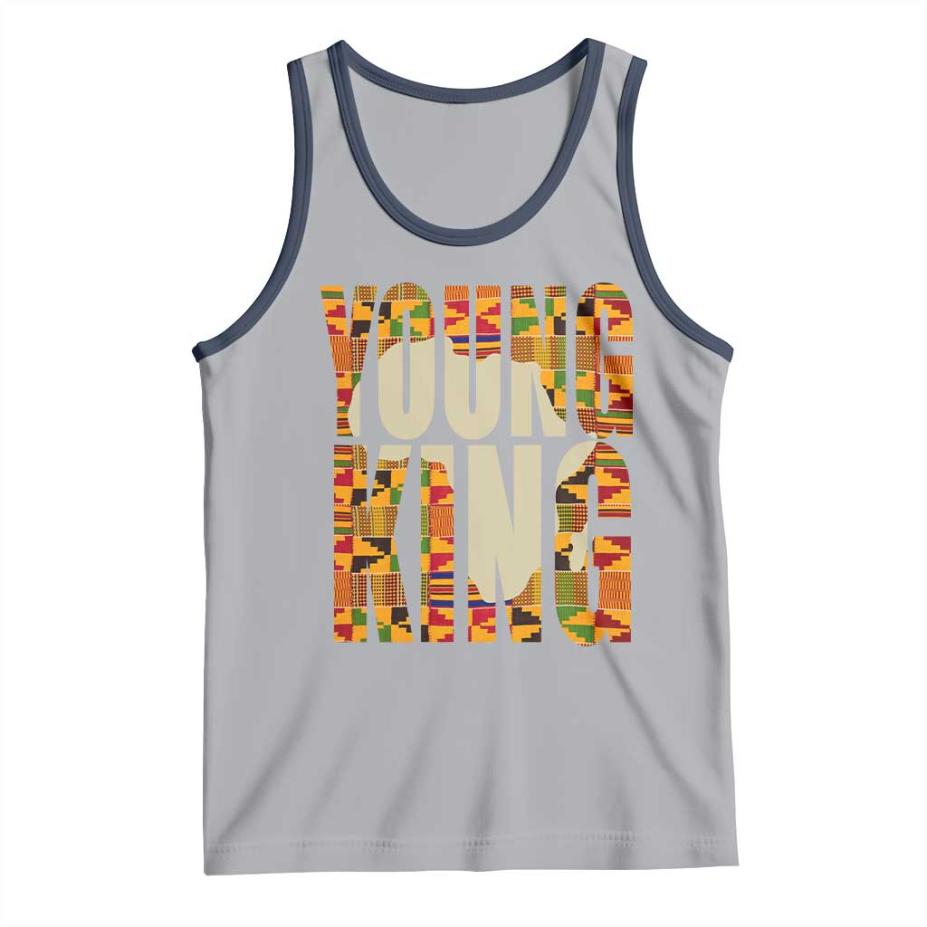 African Kente Young King Tank Top TS02 Athletic Heather Navy Print Your Wear